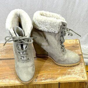 Comptoir des Cotonniers wedge leather shearling ankle boots, 36/6